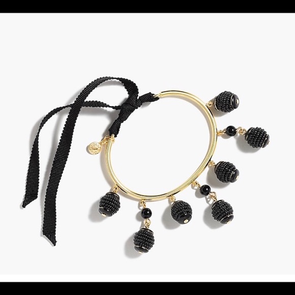 J. Crew Jewelry J Crew Embellished Beaded Black Bracelet Bangle